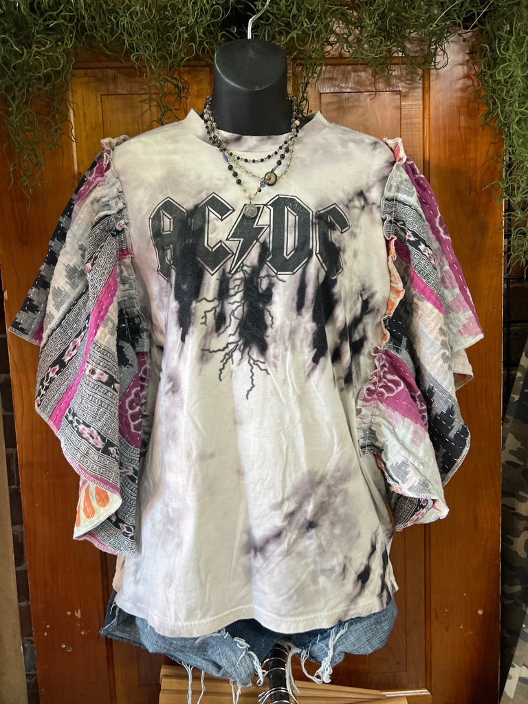 AC/DC butterfly sleeves kantha tee - Main Street Threads