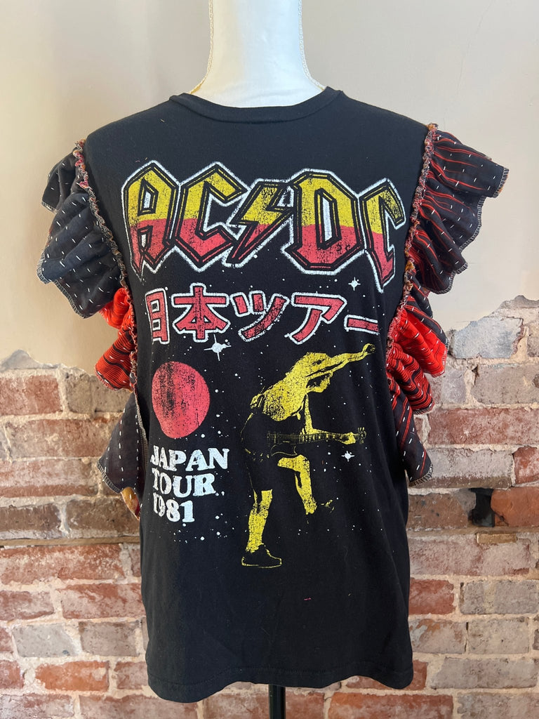 AC/DC concert Kantha ruffle sleeves festival tee - Main Street Threads