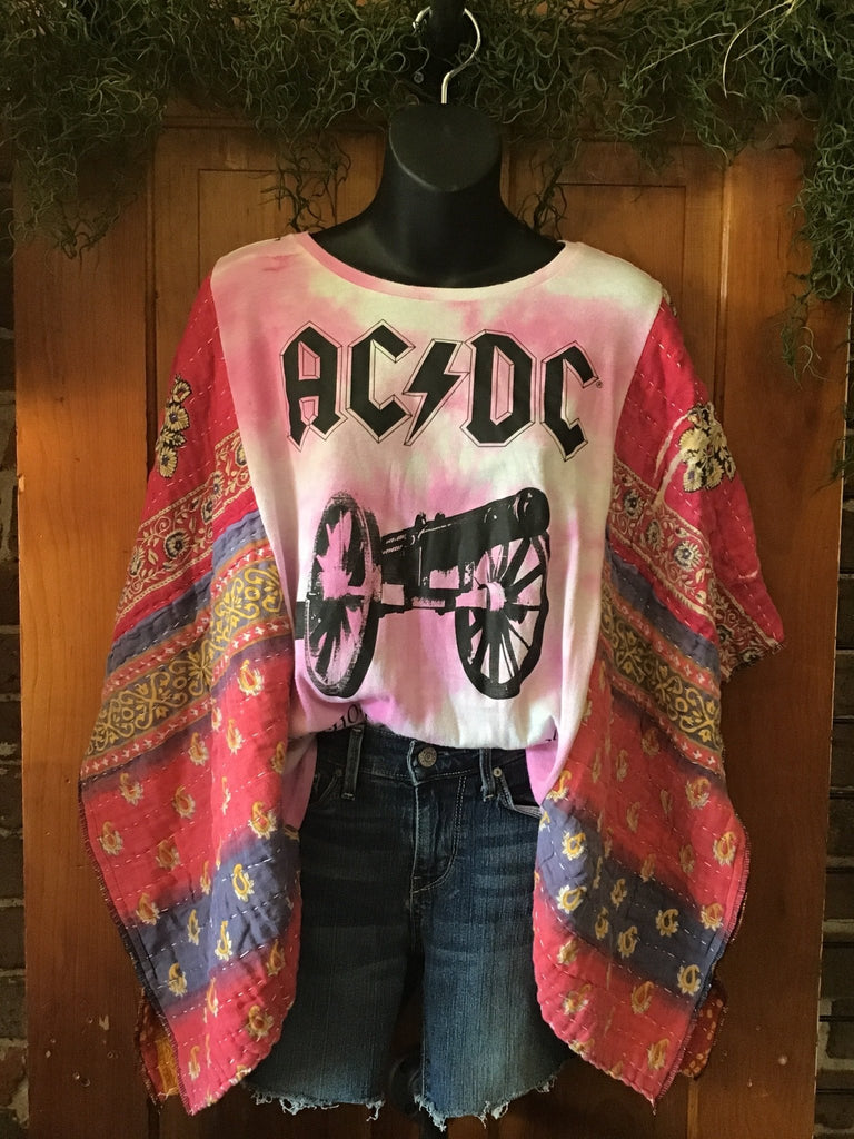 AC/DC “For Those About To Rock” kantha poncho - Main Street Threads