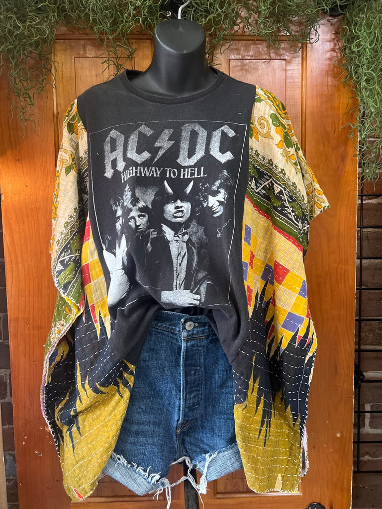 AC/DC "Highway to Hell" kantha poncho - Main Street Threads