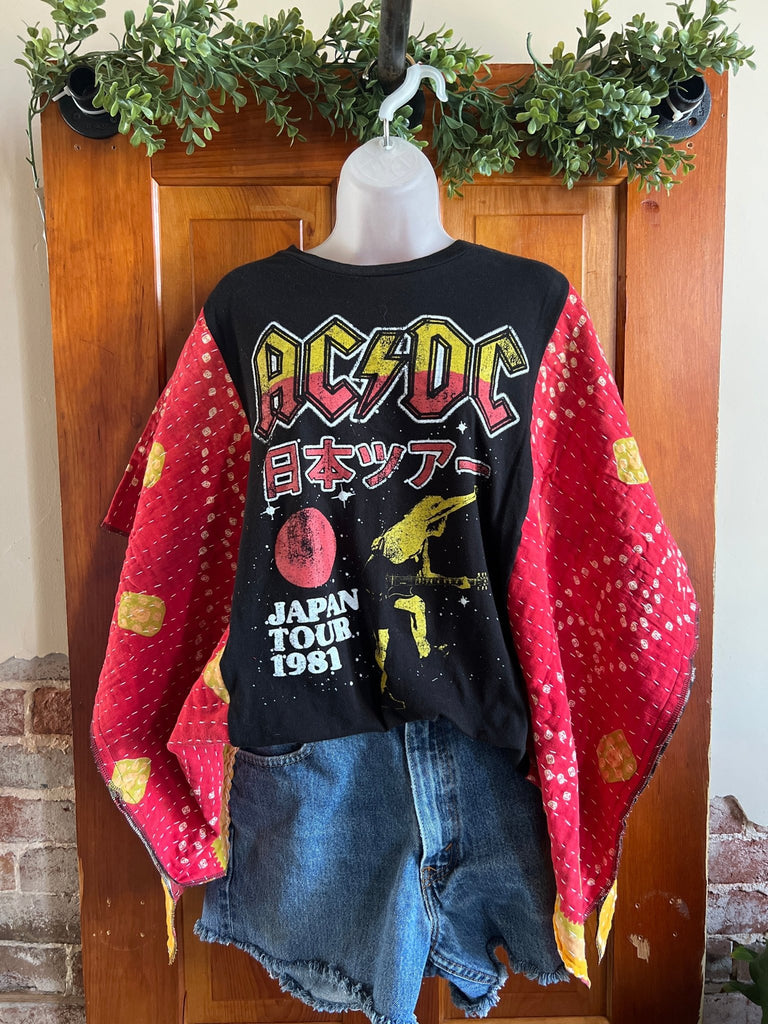 AC/DC Japan Tour kantha poncho - Main Street Threads