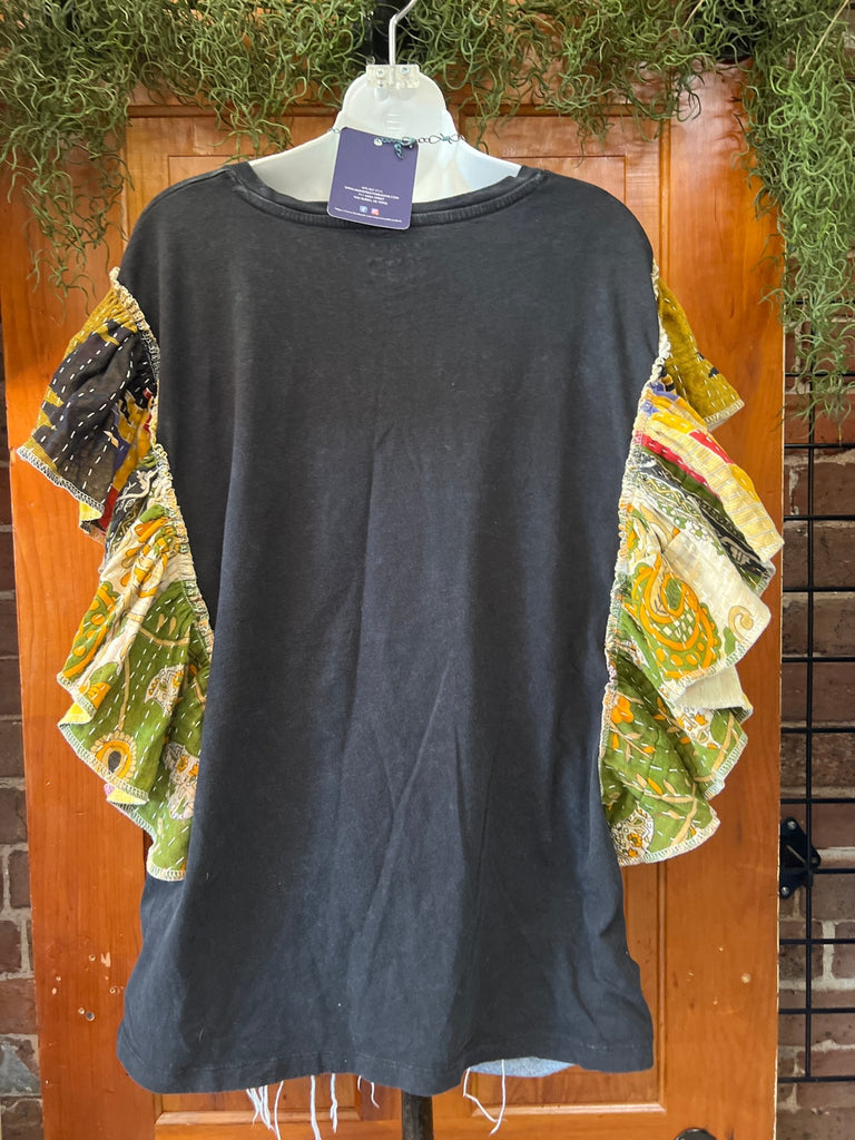 Aerosmith - Deuces are Wild ruffle sleeves kantha tee - Main Street Threads