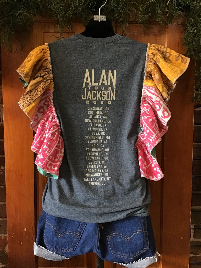 Alan Jackson ruffle sleeves kantha tee - Main Street Threads