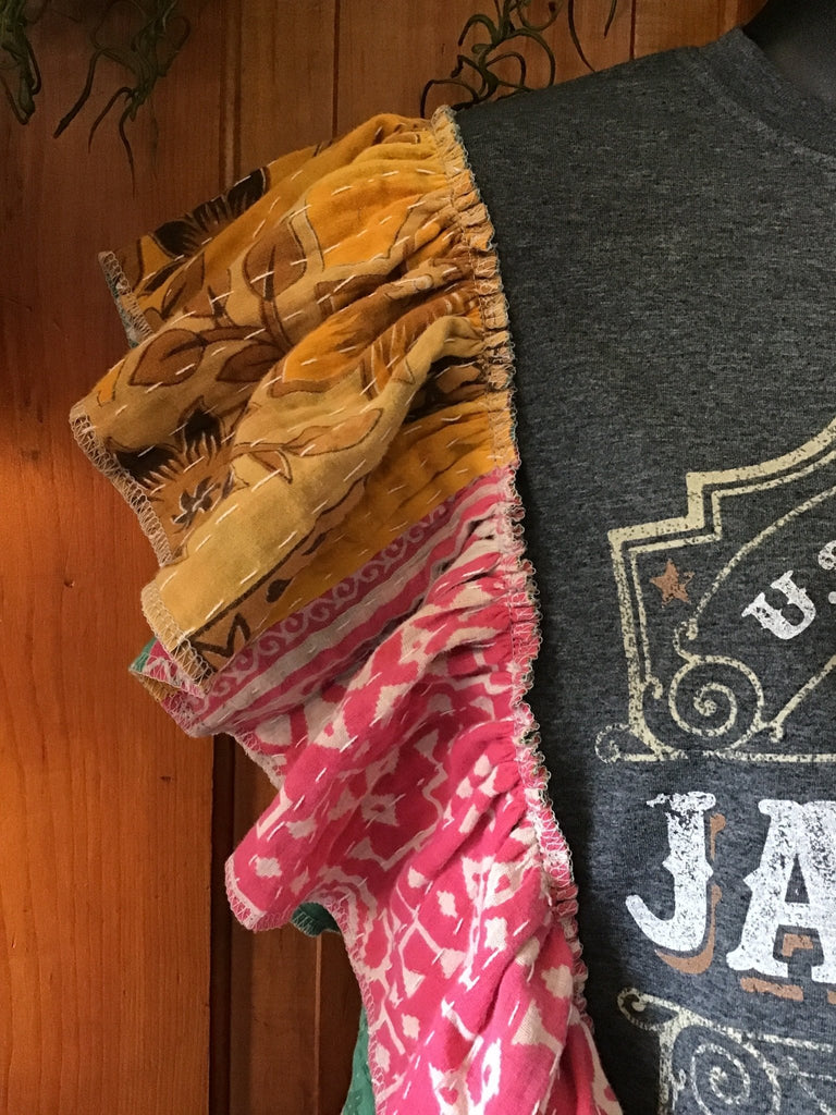 Alan Jackson ruffle sleeves kantha tee - Main Street Threads