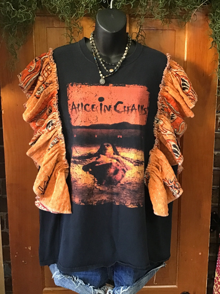 Alice in Chains ruffle sleeves kantha tee - Main Street Threads