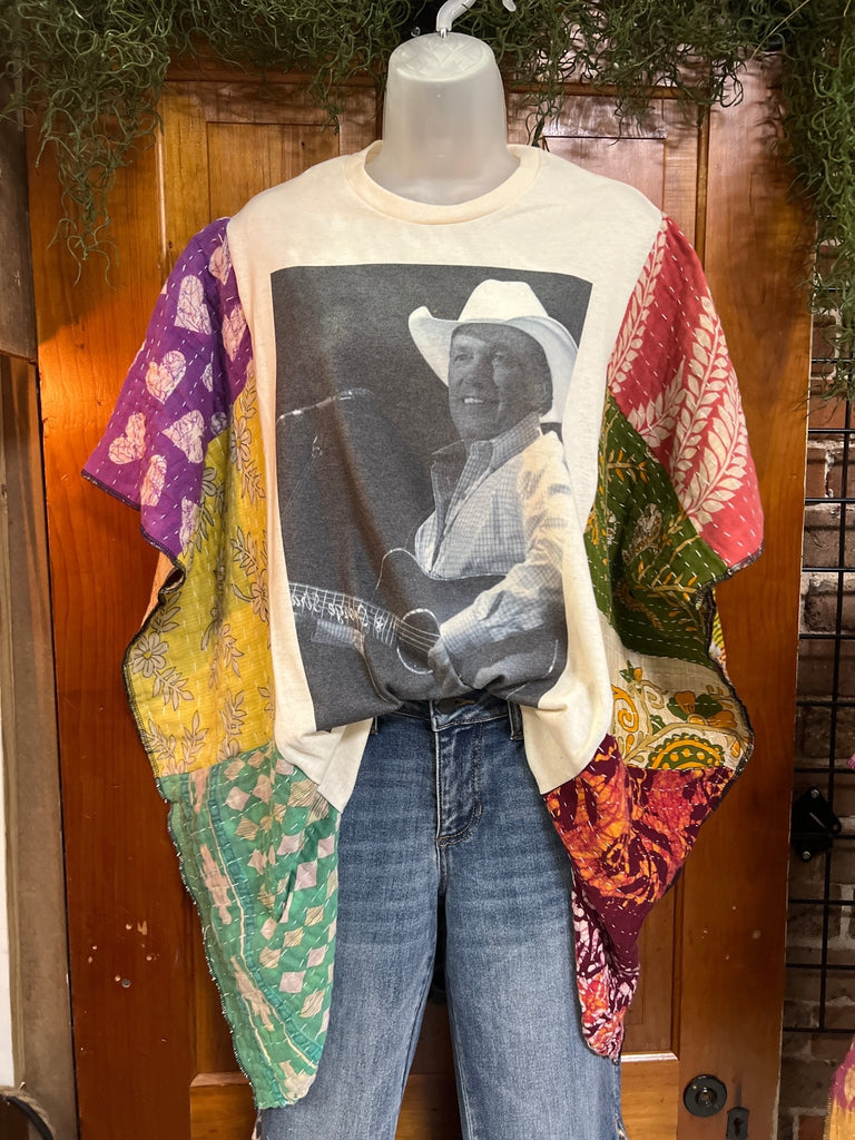 Amarillo Cowboy multi - pattern kantha poncho - Main Street Threads