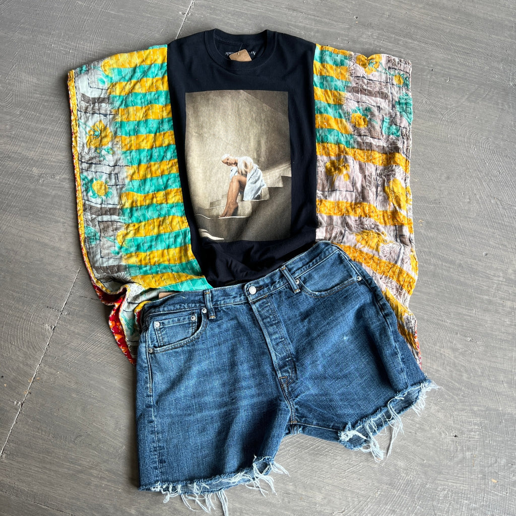 Ariana Grande upcycled kantha poncho - Main Street Threads