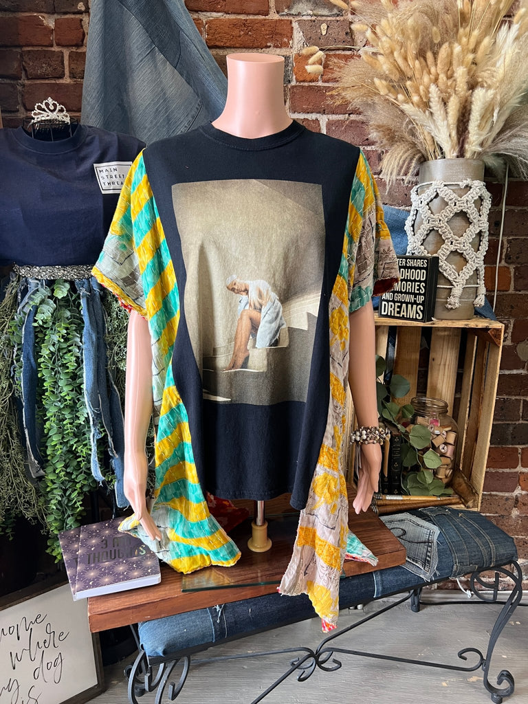 Ariana Grande upcycled kantha poncho - Main Street Threads