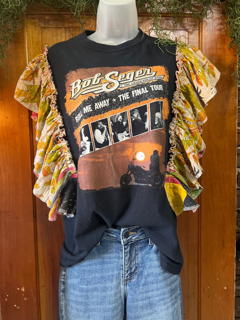 Bob Seger Final Tour ruffle sleeves kantha tee - Main Street Threads