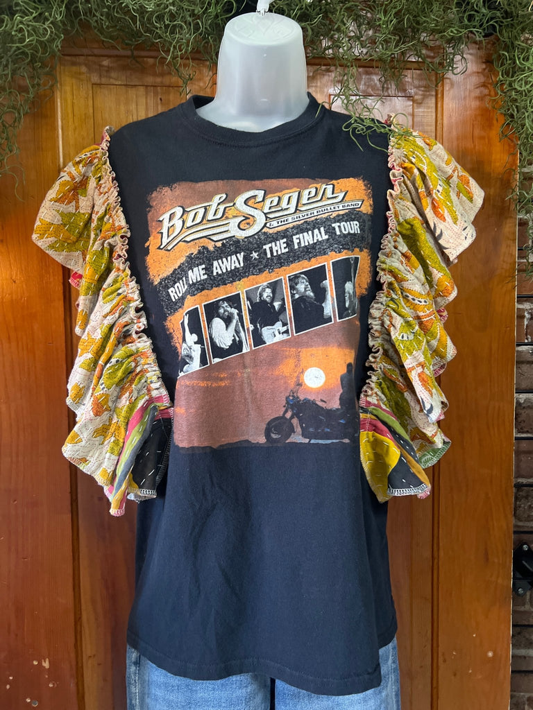 Bob Seger Final Tour ruffle sleeves kantha tee - Main Street Threads