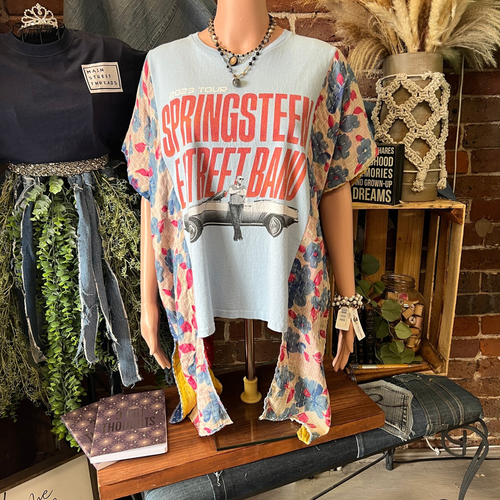 Bruce Springsteen upcycled kantha poncho - Main Street Threads