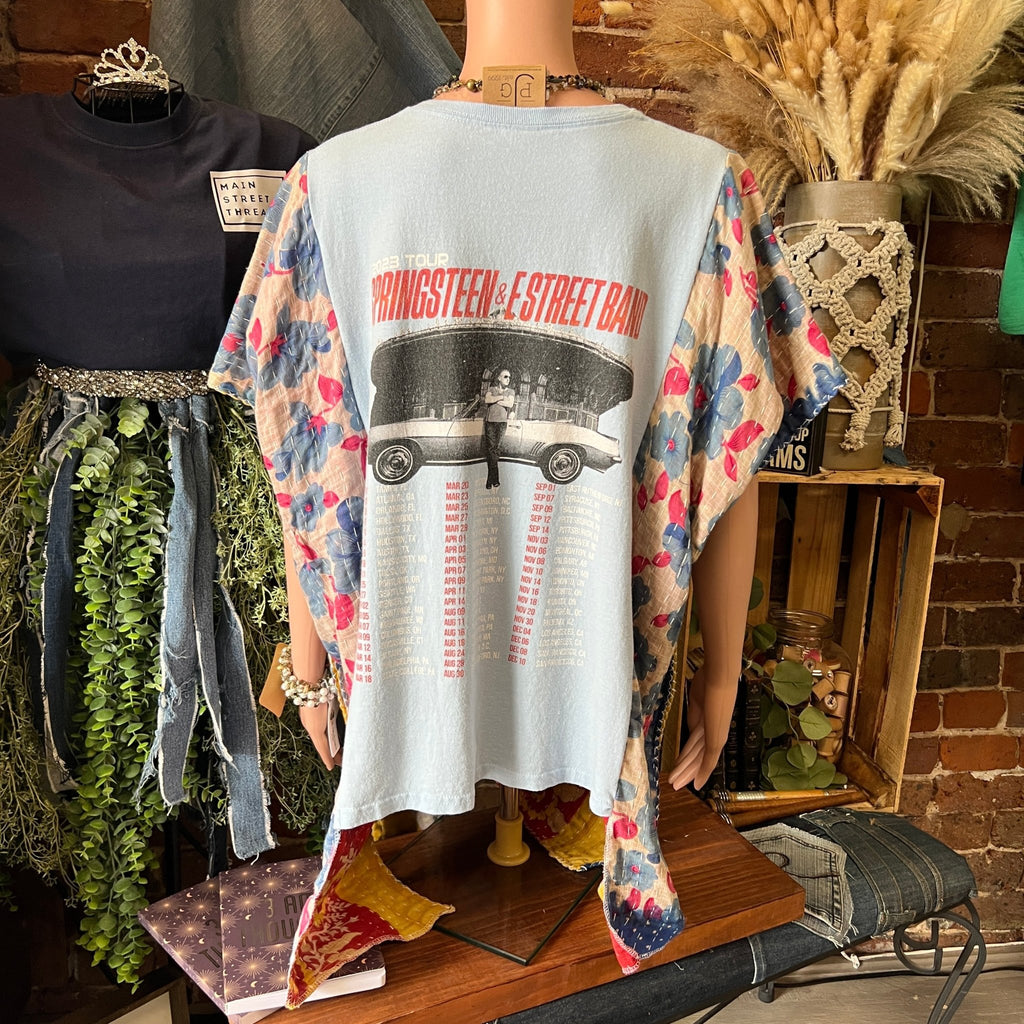 Bruce Springsteen upcycled kantha poncho - Main Street Threads