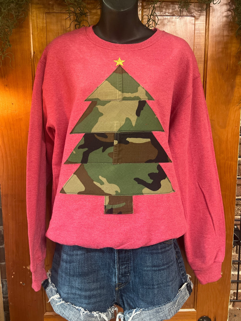 CAMO Christmas tree upcycled sweatshirt - Main Street Threads