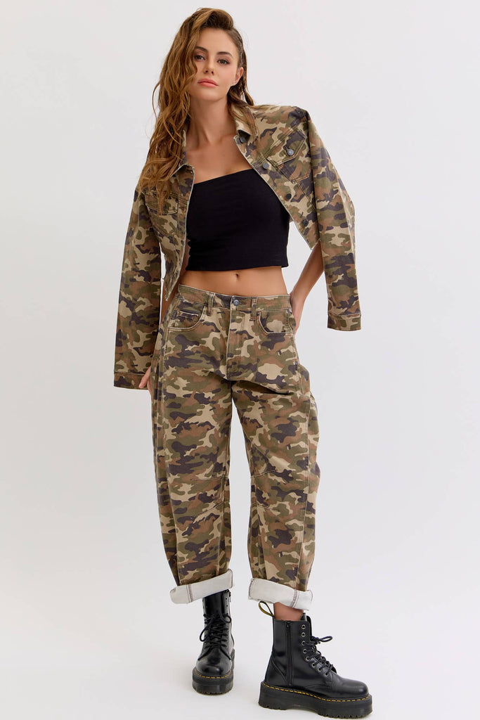 Camo Mid Waisted Barrel Leg - Main Street Threads
