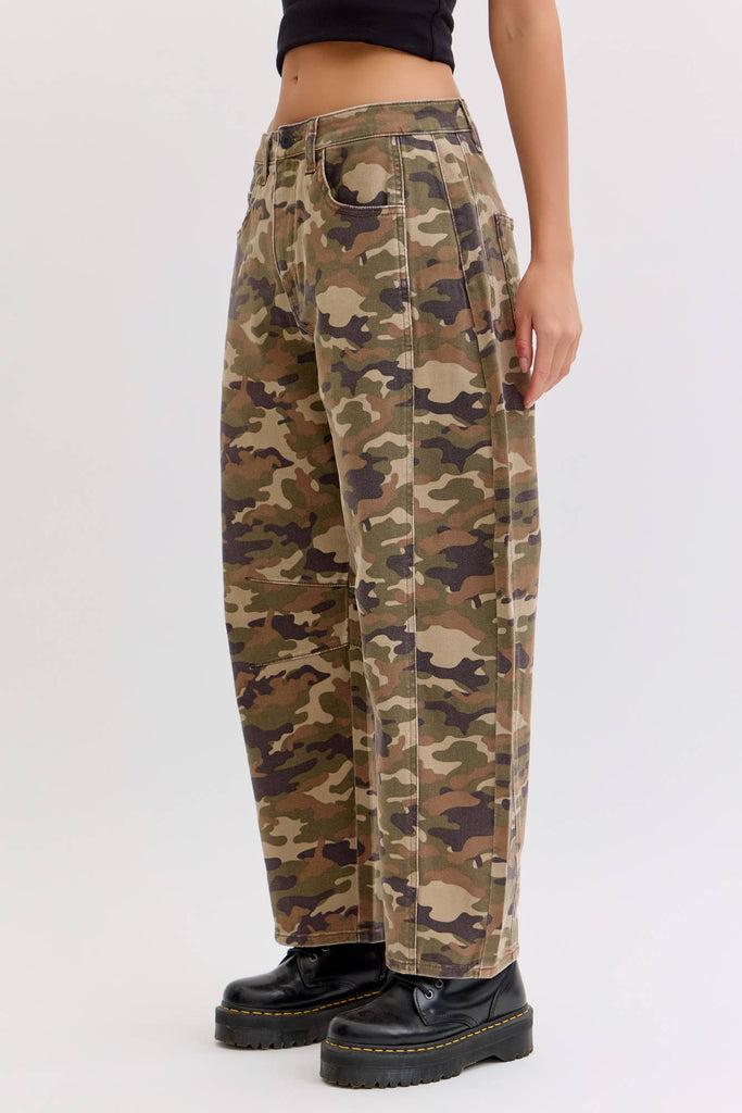 Camo Mid Waisted Barrel Leg - Main Street Threads