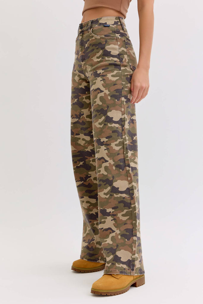 Camoflauge High Rise Wide Leg - Main Street Threads