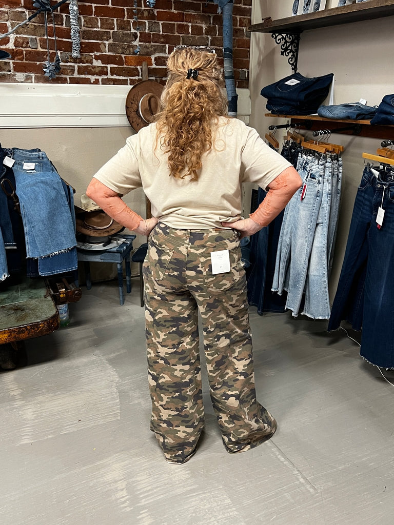 Camoflauge High Rise Wide Leg - Main Street Threads