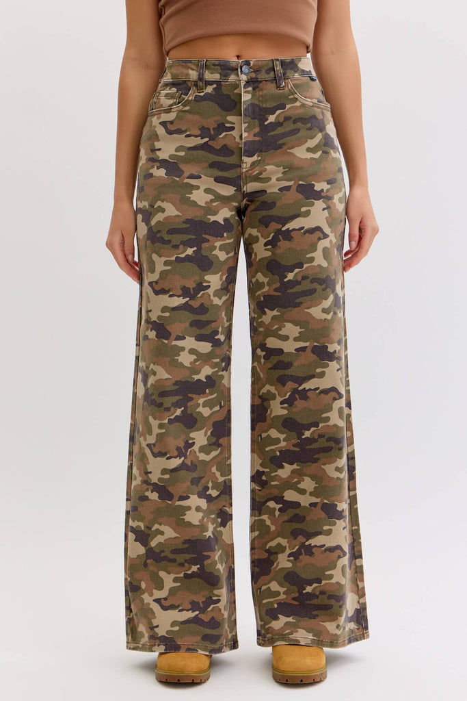 Camoflauge High Rise Wide Leg - Main Street Threads