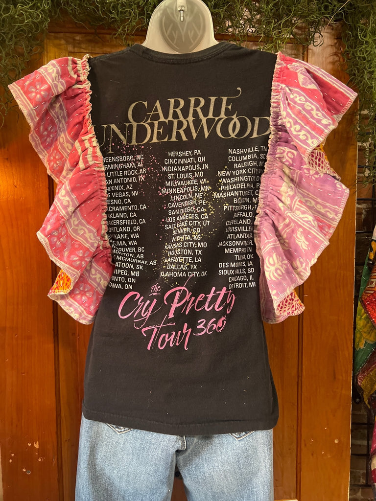 Carrie Underwood ruffle sleeves kantha tee - Main Street Threads