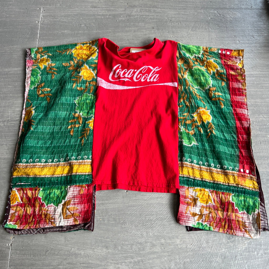 Coca - Cola upcycled kantha poncho - Main Street Threads