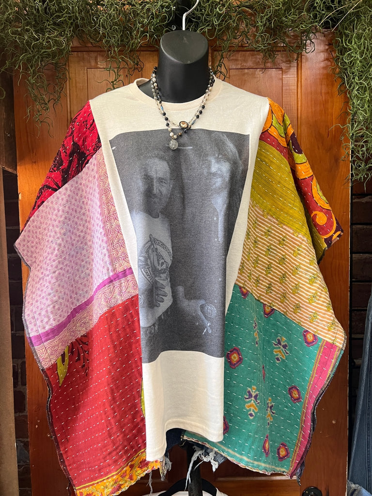 Country Legends multi - pattern kantha poncho - Main Street Threads