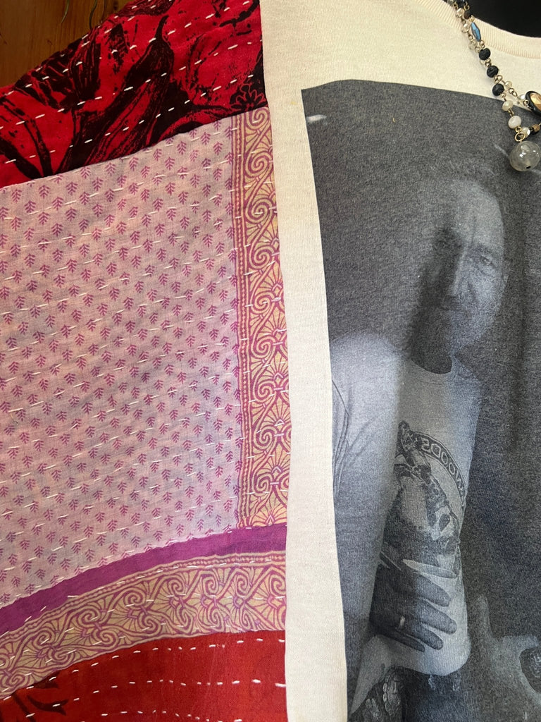Country Legends multi - pattern kantha poncho - Main Street Threads