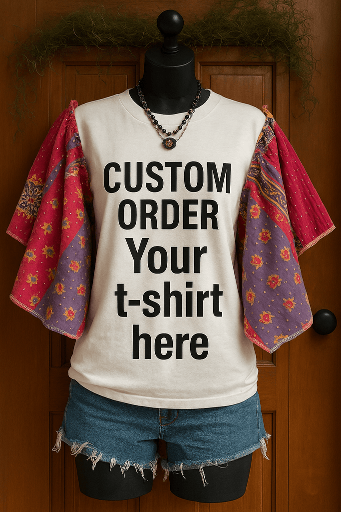 CUSTOM concert kantha butterfly sleeves festival tee - Main Street Threads