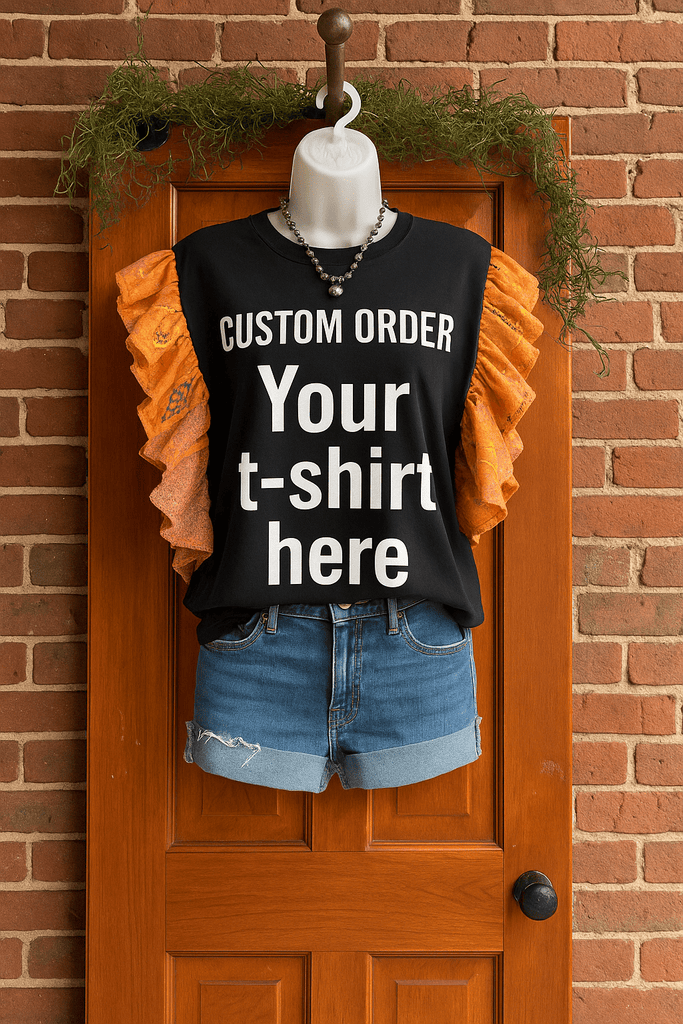 CUSTOM concert Kantha ruffle sleeves festival tee - Main Street Threads