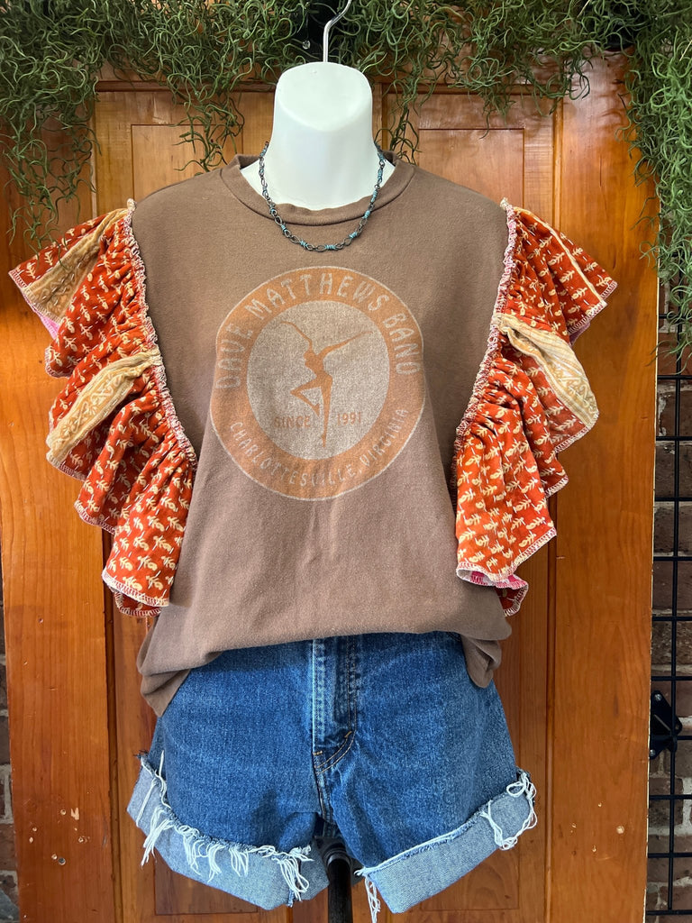 Dave Matthews Band ruffle sleeves kantha tee - Main Street Threads