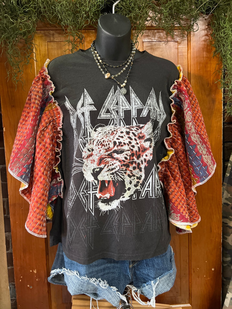 Def Leppard butterfly sleeves kantha tee - Main Street Threads