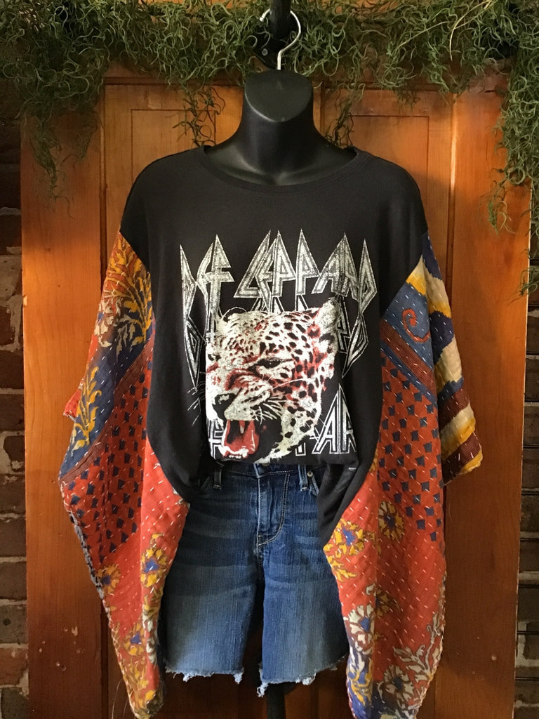 Def Leppard kantha poncho - Main Street Threads