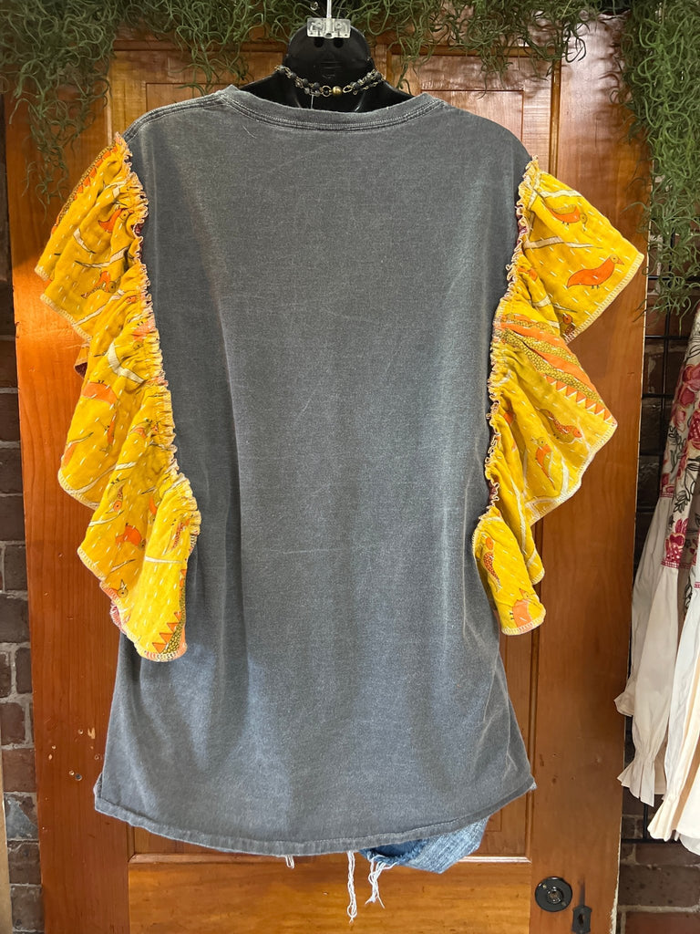 DEF LEPPARD Love Bites ruffle sleeves kantha tee - Main Street Threads