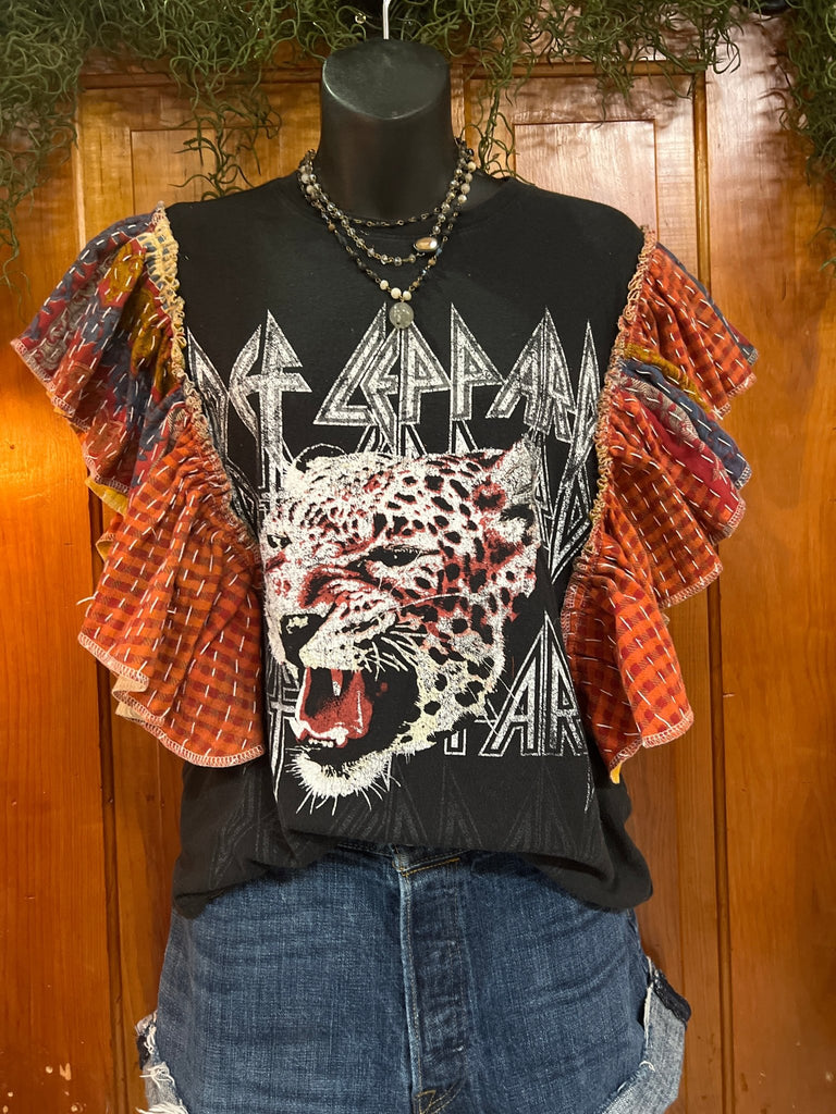 Def Leppard ruffle sleeves kantha tee - Main Street Threads