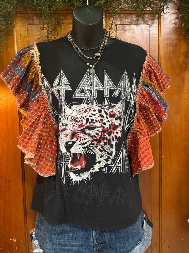 Def Leppard ruffle sleeves kantha tee - Main Street Threads