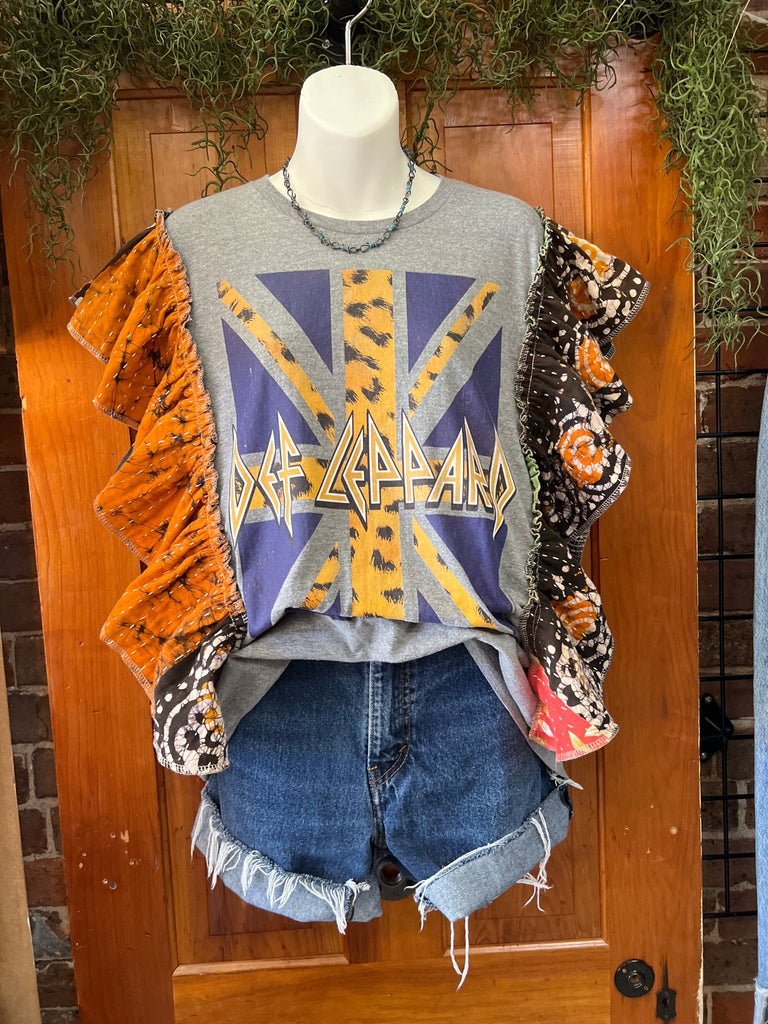Def Leppard ruffle sleeves kantha tee - Main Street Threads
