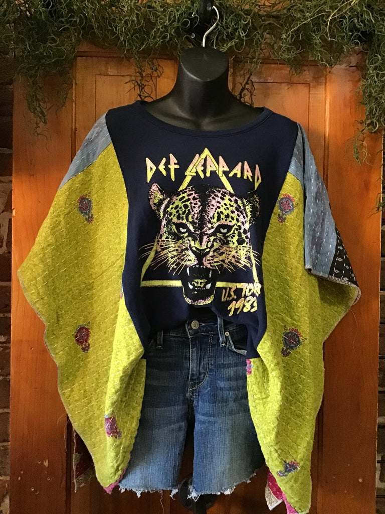 Def Leppard “U.S. Tour” kantha poncho - Main Street Threads