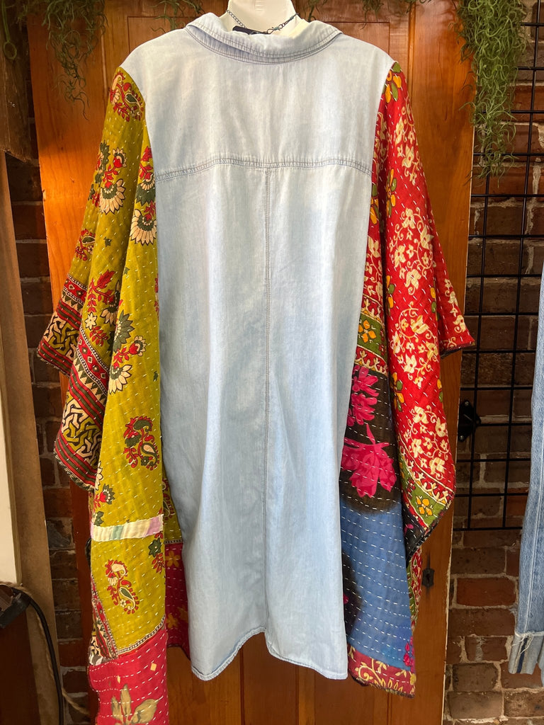 Denim kantha kimono duster/dress - Main Street Threads