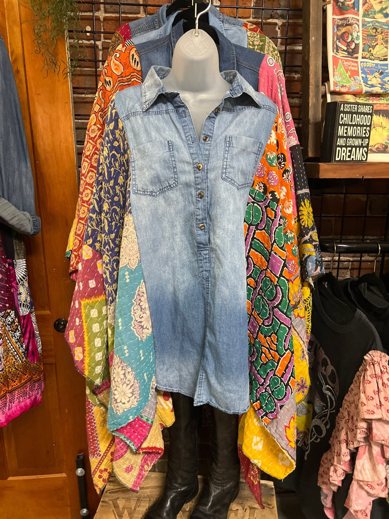 Denim kantha kimono/dress - Main Street Threads