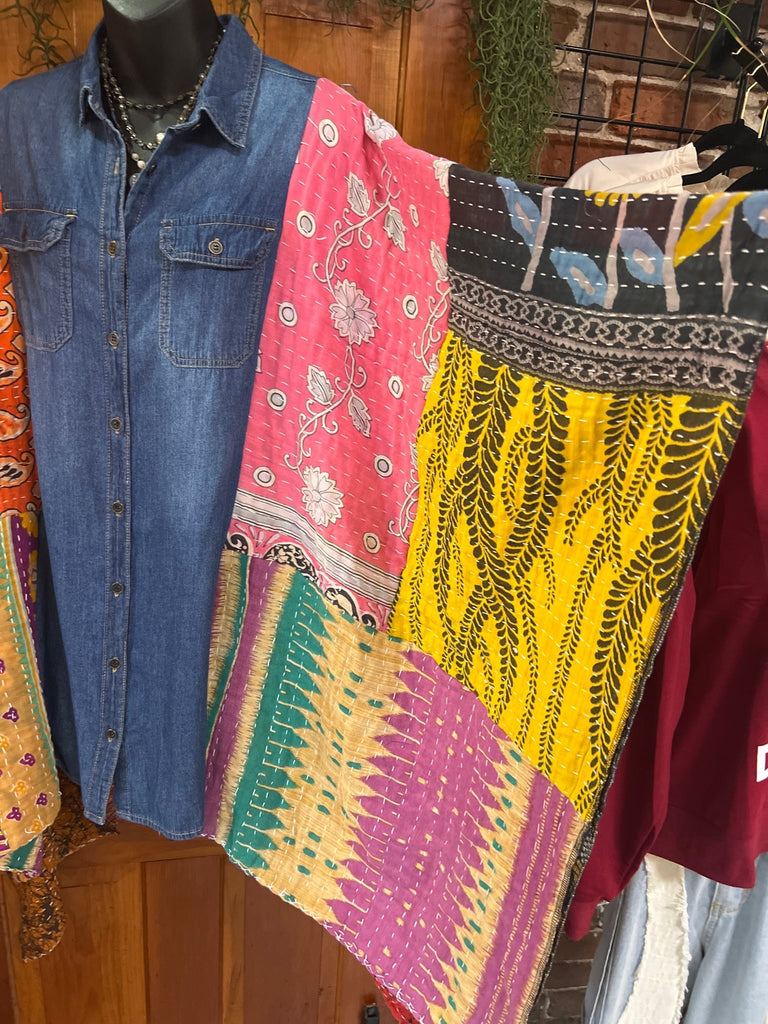 Denim kantha kimono - Main Street Threads