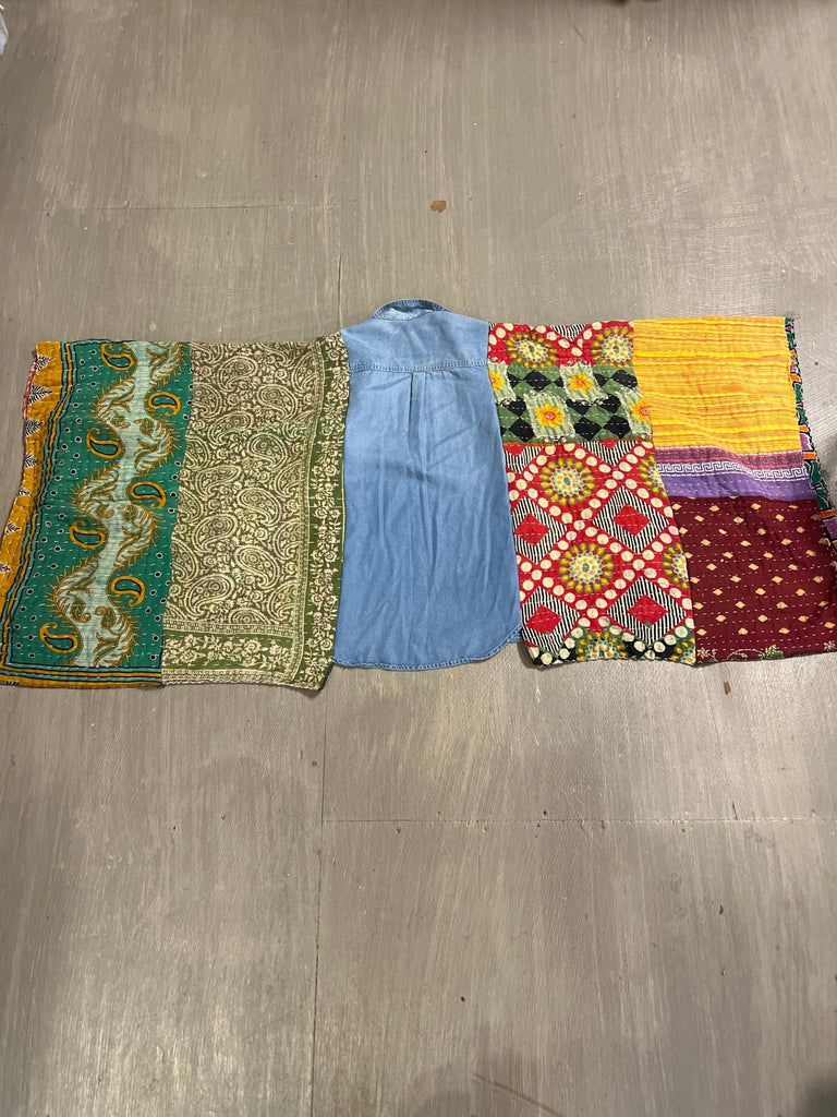 Denim kantha kimono - Main Street Threads