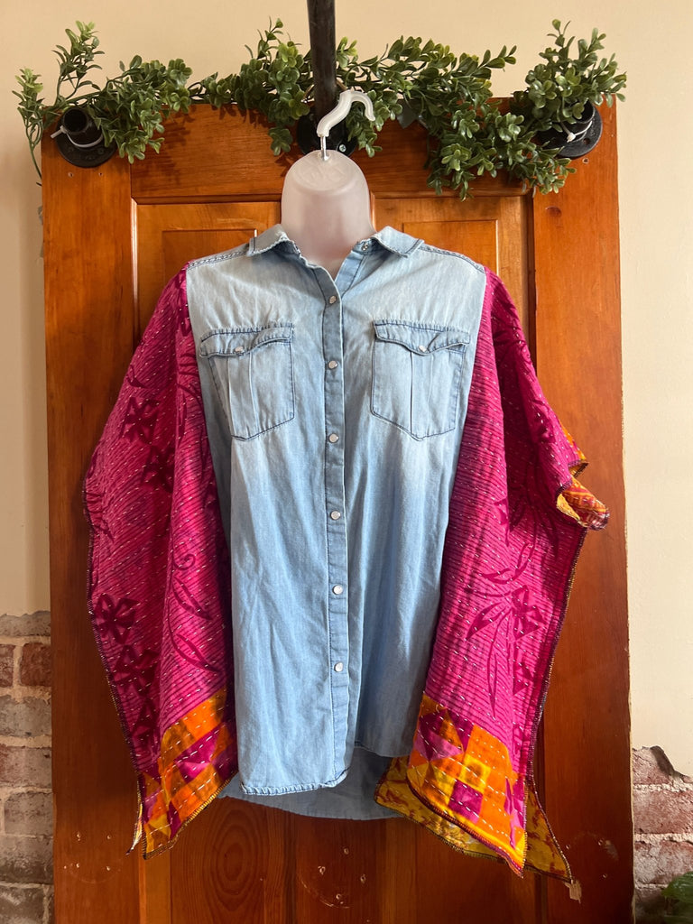 Denim kantha poncho 2 - Main Street Threads