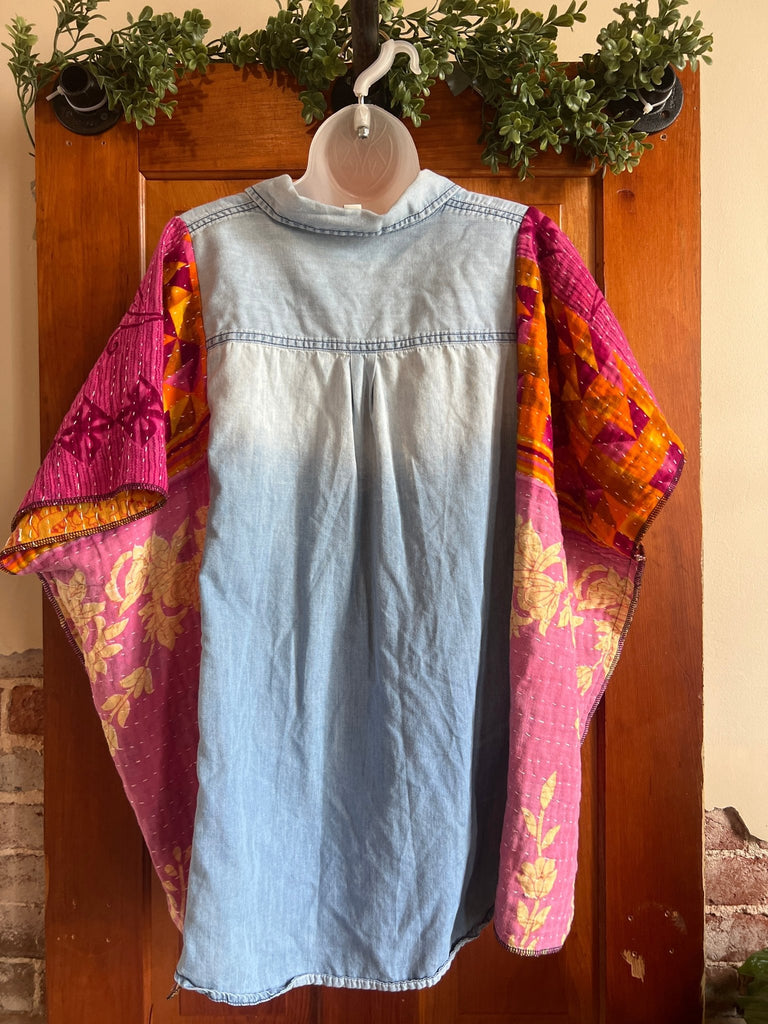 Denim kantha poncho 2 - Main Street Threads