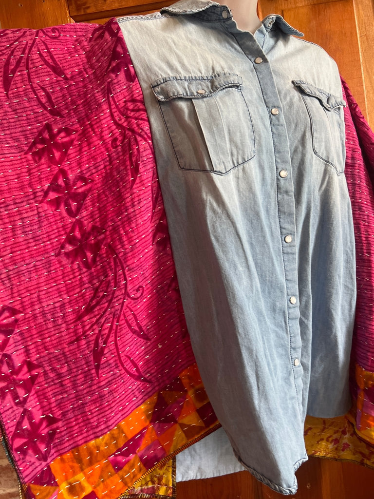 Denim kantha poncho 2 - Main Street Threads
