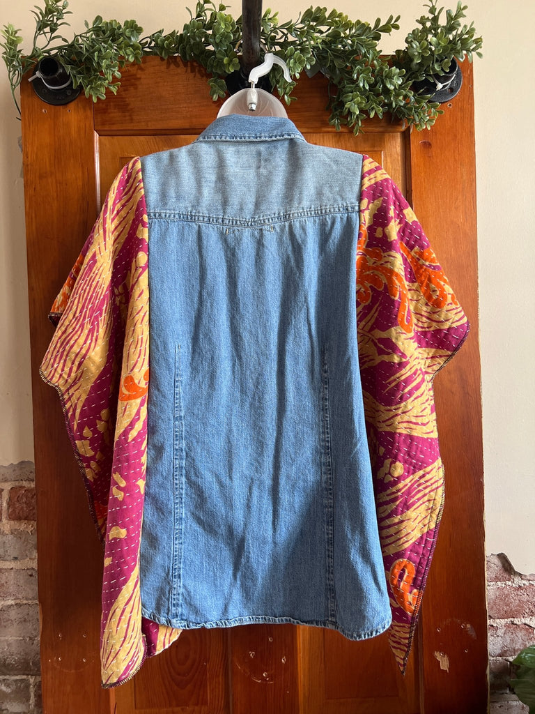 Denim kantha poncho 4 - Main Street Threads