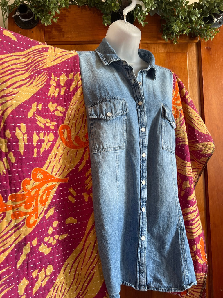 Denim kantha poncho 4 - Main Street Threads