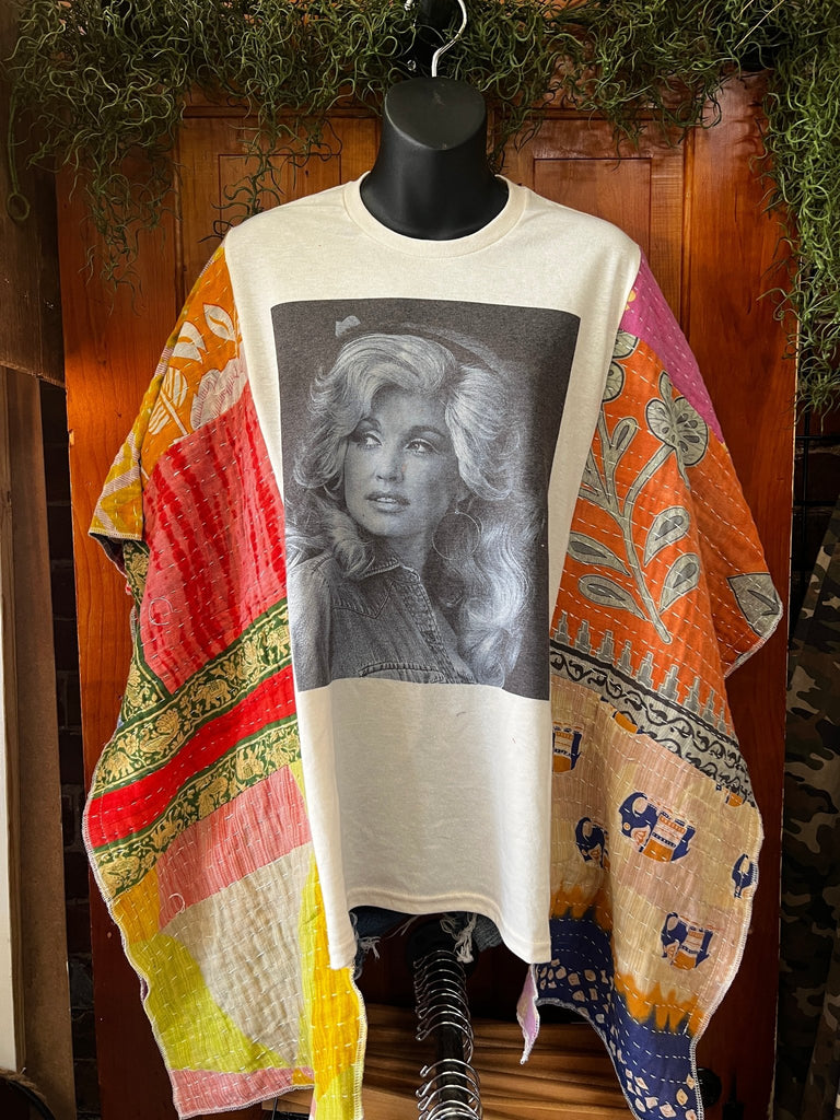 Dolly multi - panel kantha poncho - Main Street Threads