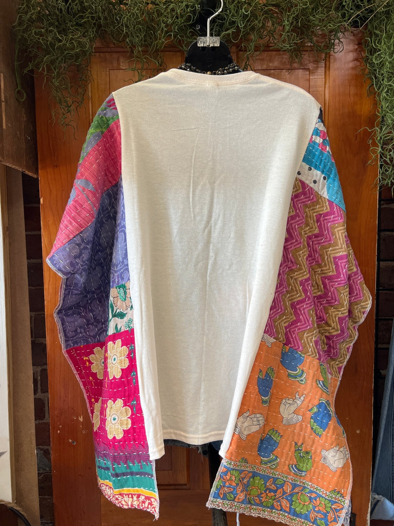 Dolly multi - pattern kantha poncho - Main Street Threads