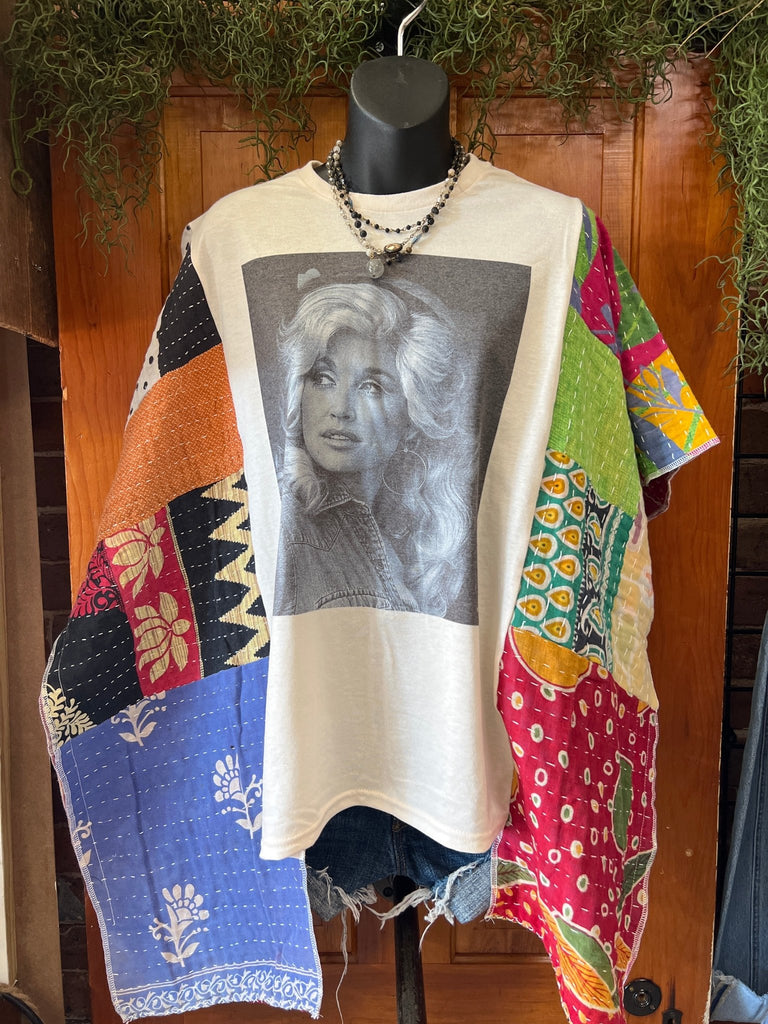 Dolly multi - pattern kantha poncho - Main Street Threads