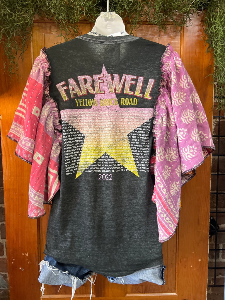 Elton John butterfly sleeves kantha tee - Main Street Threads