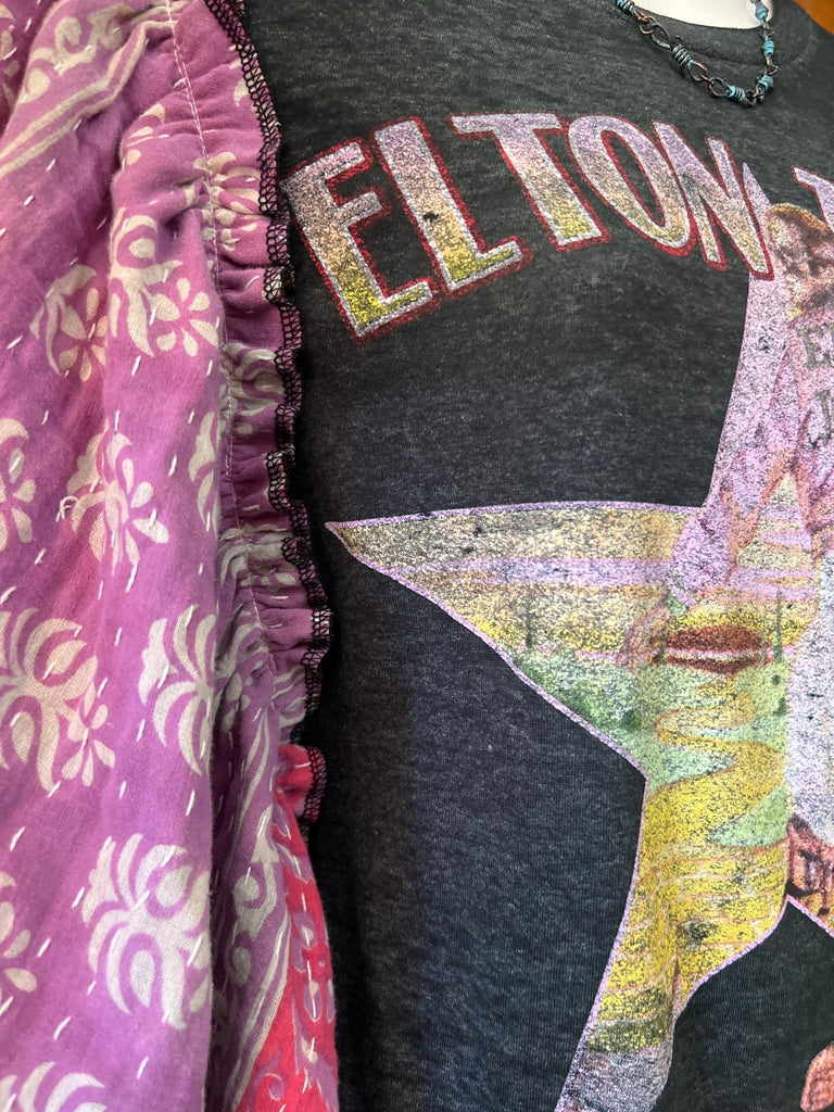 Elton John butterfly sleeves kantha tee - Main Street Threads